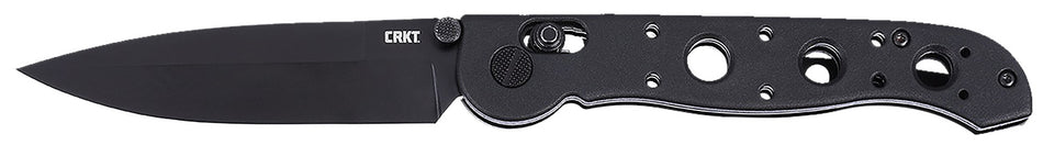 CRKT M16 03XK 3.57" Spear Point Plain Black EDP D2 Folder, Black Grivory Handle
