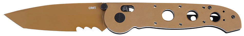 CRKT M16 14XD 3.97" Tanto Part Serrated FDE TiNi 1.4116 Stainless Folder, FDE G10 Handle