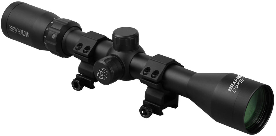 Konus 7352 Fighter 3-9x40mm Riflescope 30/30 Reticle Includes Rings