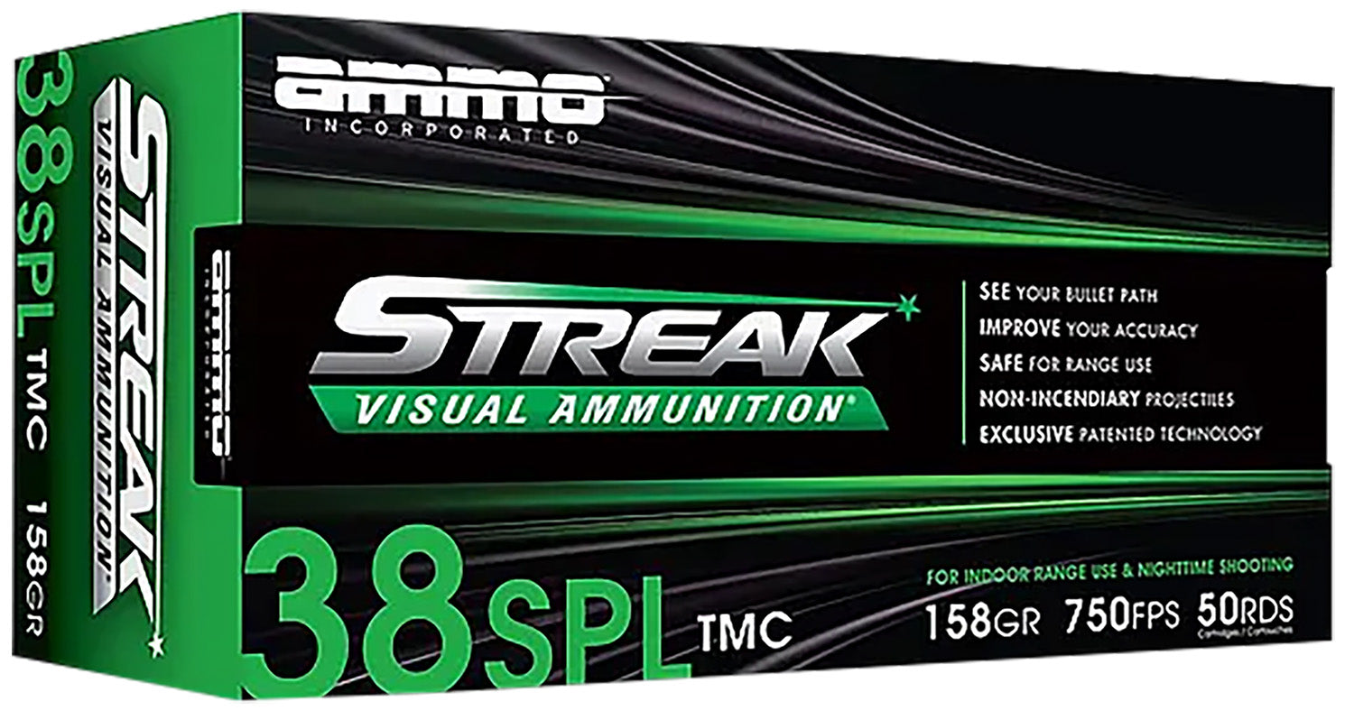 Ammo Inc .38 Special Handgun Ammo Green Streak Total Metal Jacket TMC 158 grain 