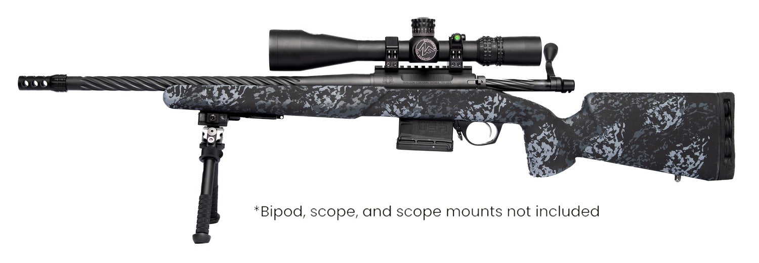 Horizon Firearms RF018S221814T17 Vandal Dark 2 22 Creedmoor 18" Fluted Threaded Barrel, Picatinny Rail Receiver, Arca Rail Forend, Textured Iota Carbon Fiber Stock