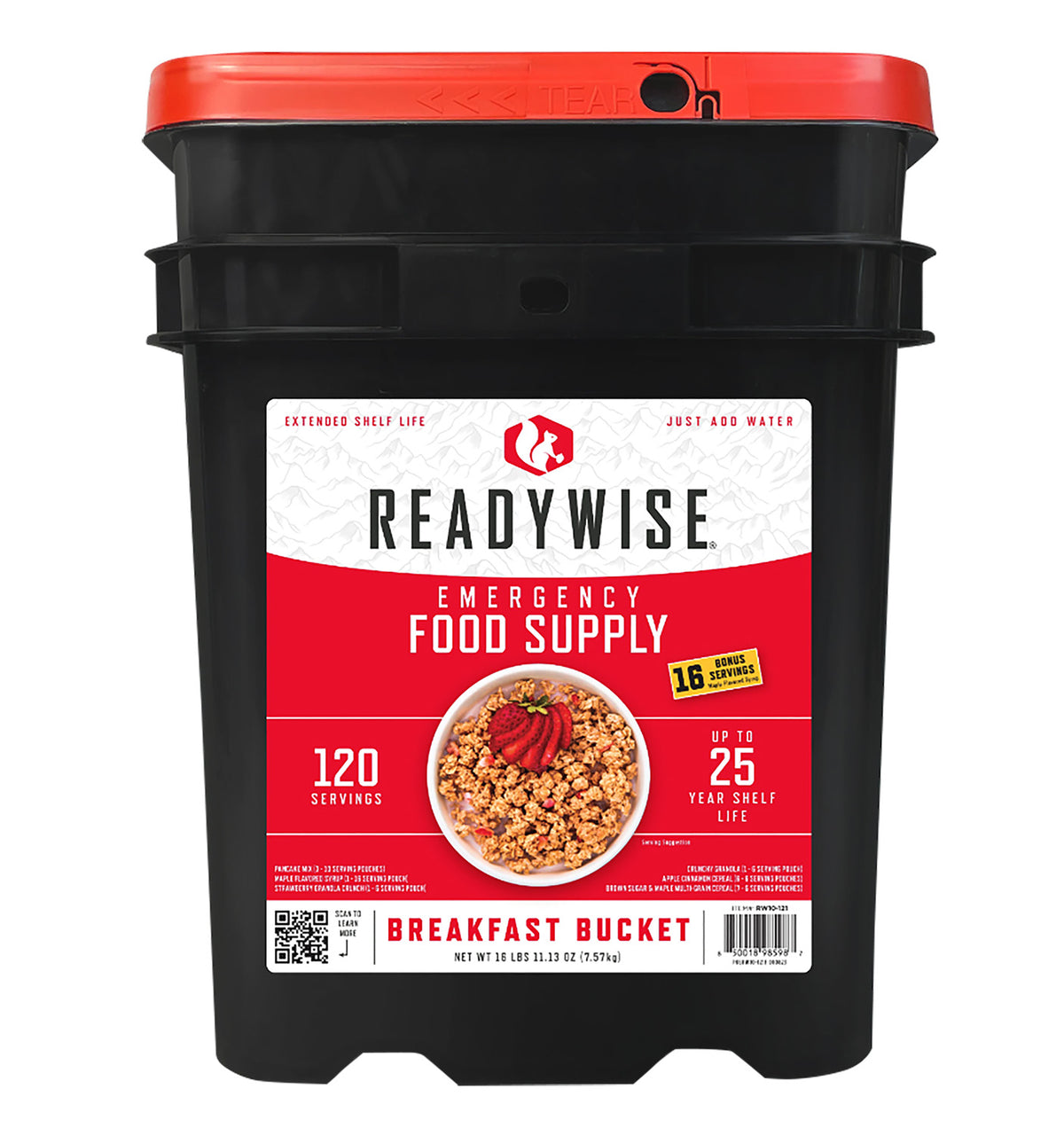 Wise Foods Emergency Supplies Breakfast Bucket 120 Servings Granola and Cereal RW10121