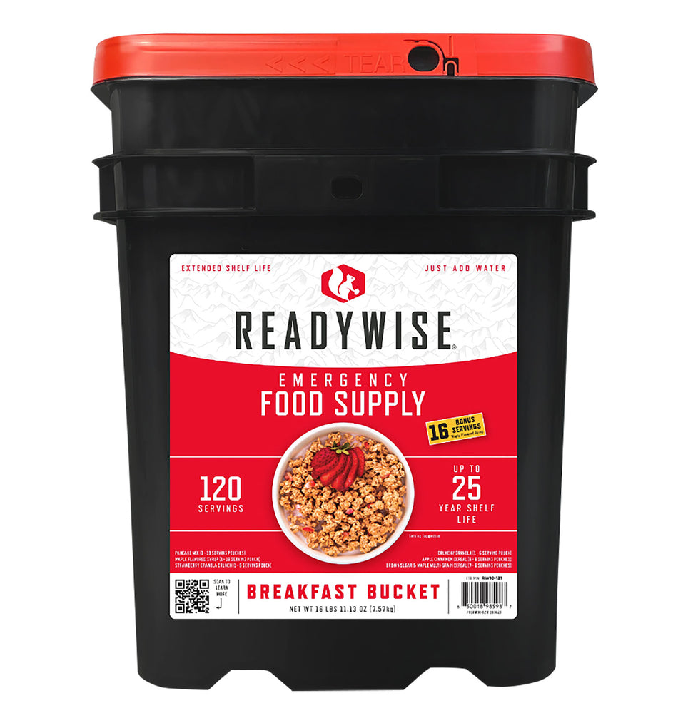 Wise Foods Emergency Supplies Breakfast Bucket 120 Servings Granola and Cereal RW10121