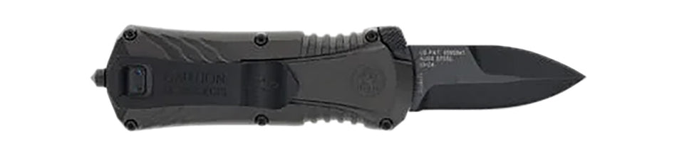 M&P 1219171 Compact OTF Plain Black Oxide Stainless Blade Gray/Black Aluminum Handle 1.90"