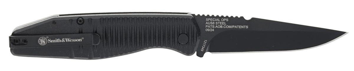 Smith & Wesson Special Ops Full Size 1215357 Folding Drop Point Knife 3.40" AUS-8A Stainless Steel Blade Aluminum Handle