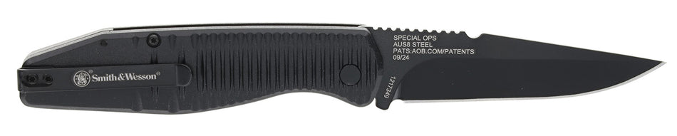 Smith & Wesson Special Ops Full Size 1215357 Folding Drop Point Knife 3.40" AUS-8A Stainless Steel Blade Aluminum Handle