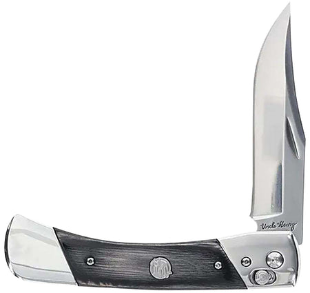Uncle Henry Bear Paw 1222013 Folding Plain 7Cr17MoV SS Blade, Black/Stainless Wood Laminate Handle