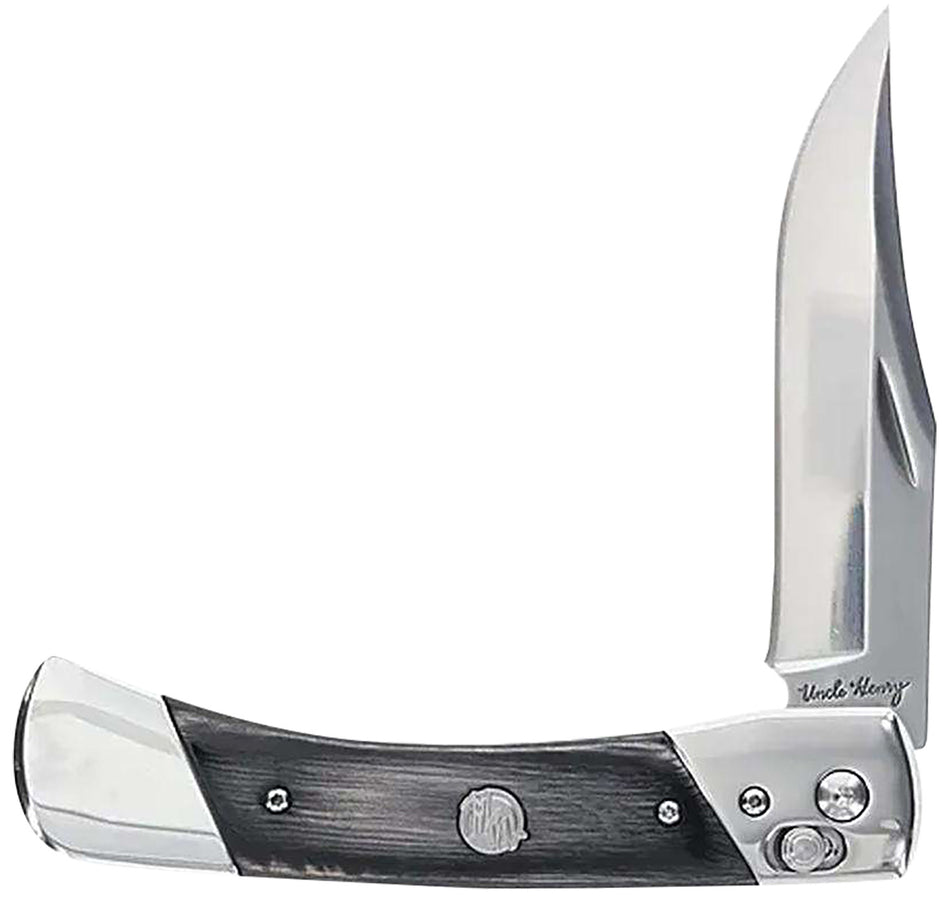 Uncle Henry Bear Paw 1222013 Folding Plain 7Cr17MoV SS Blade, Black/Stainless Wood Laminate Handle