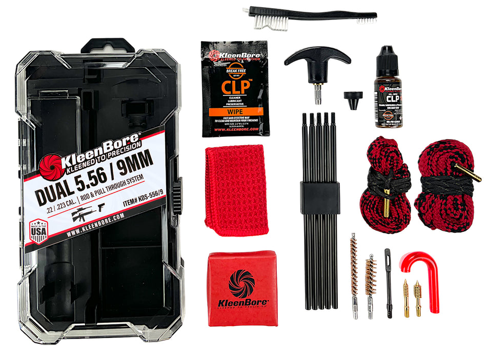 KleenBore KDS556/9 5.56/22/.223 Dual System Rod & Rope Pull-Through Cleaning Kit