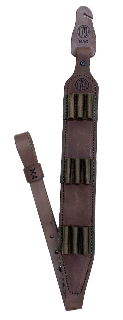 1791 Gunleather Hunt Leather Rifle Shell Carrier Sling Oiled Brown 9 Shell Capacity 32 to 37 in