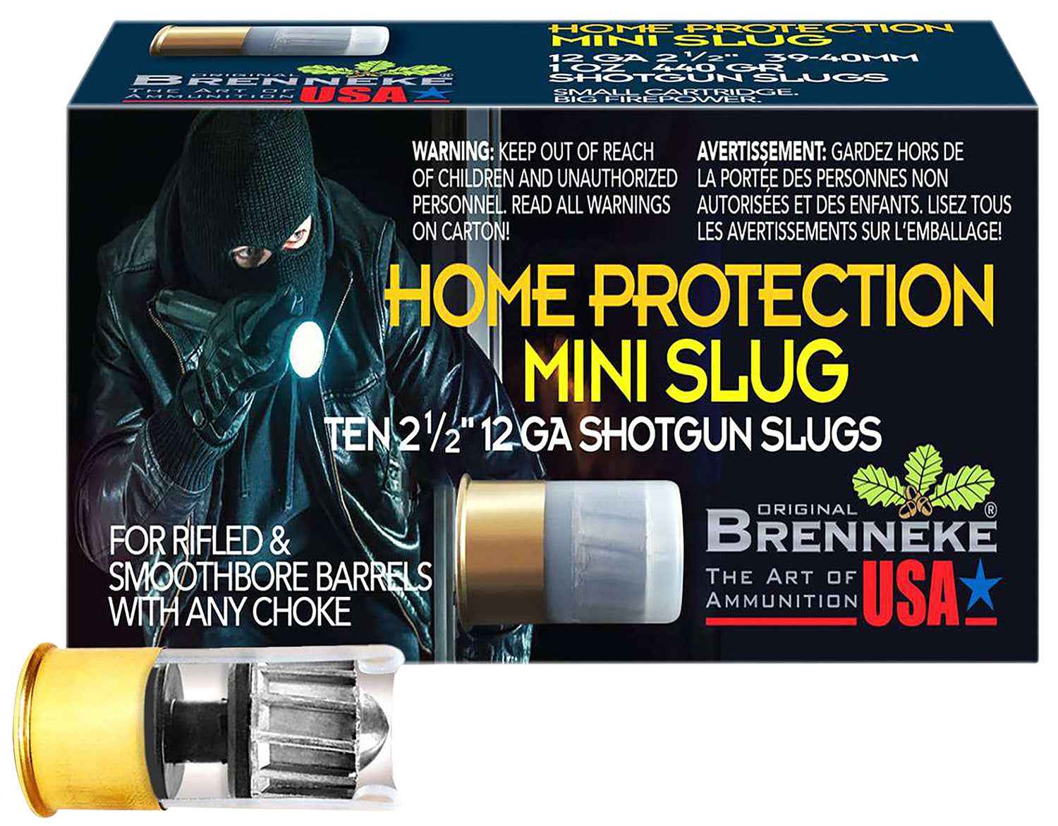 Brenneke 12 Gauge Shotgun Shells Home Protection Mini Slug Slug 1 oz 1.75 in