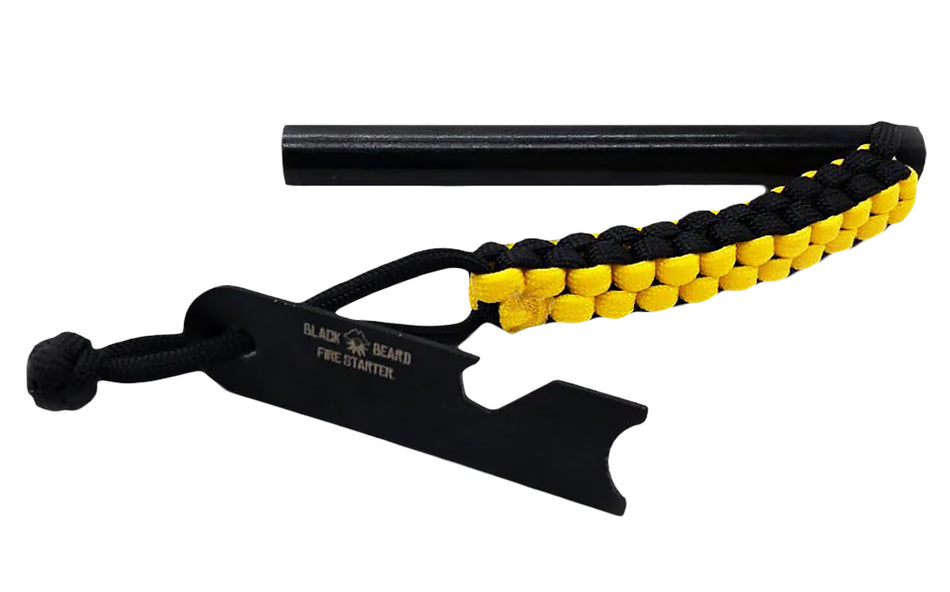 Black Beard Ferro Rod Fire Starter Black/Yellow 20,000 Strikes Windproof