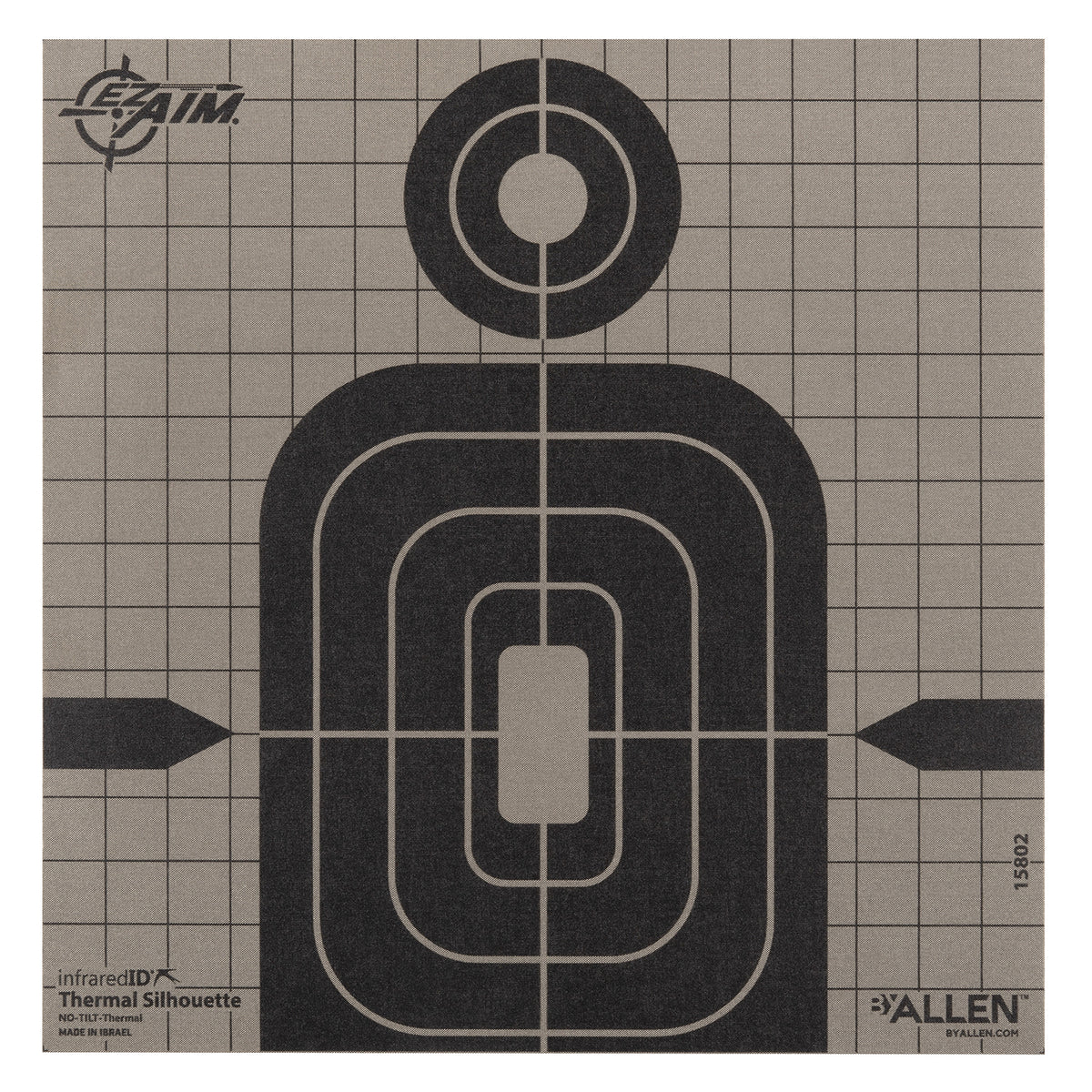 Allen 15802 Thermal Target Silhouette Paper Range Target 8" x 8" Black/Gray