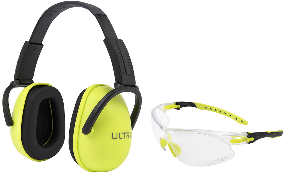 Allen 4176 ULTRX Blocker Youth Ear and Eye Protection Combo Lime Green 23 dB