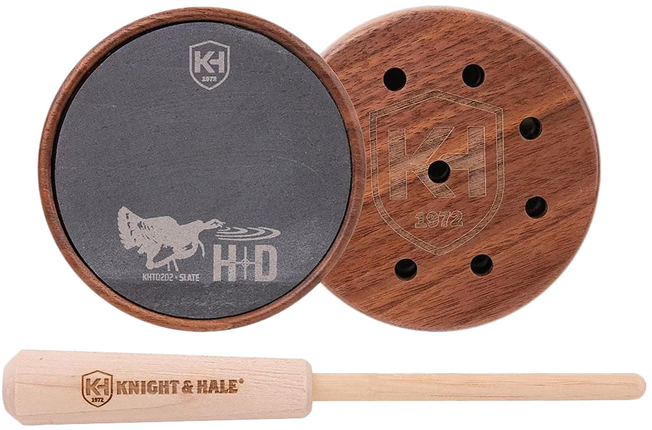 Knight & Hale HD Slate Pot Call KHT0202 Turkey Sounds Walnut Pot Hickory Striker