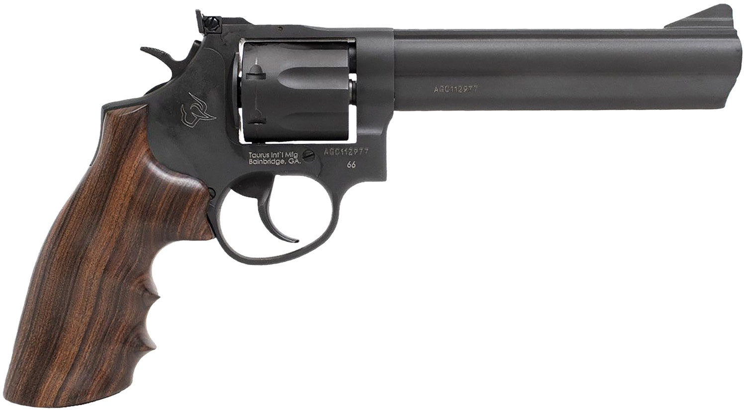 Taurus 2-660061-HWD1 66 Medium 357 Mag/38 Special +P 7 Shot 6" Matte Black Oxide Alloy Steel Barrel, Matte Black Oxide Cylinder, Matte Black Oxide Alloy Steel Frame, Wood Grip, Transfer Bar Safety