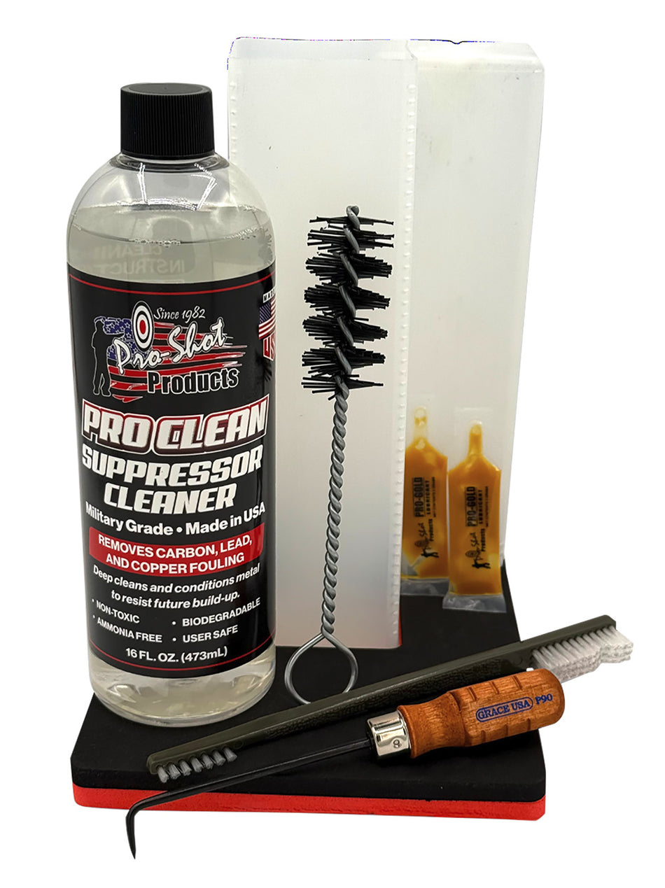 Pro-Shot Pro Clean Suppressor Cleaner Kit with Nylon Brush and Pro-Gold Lubricant