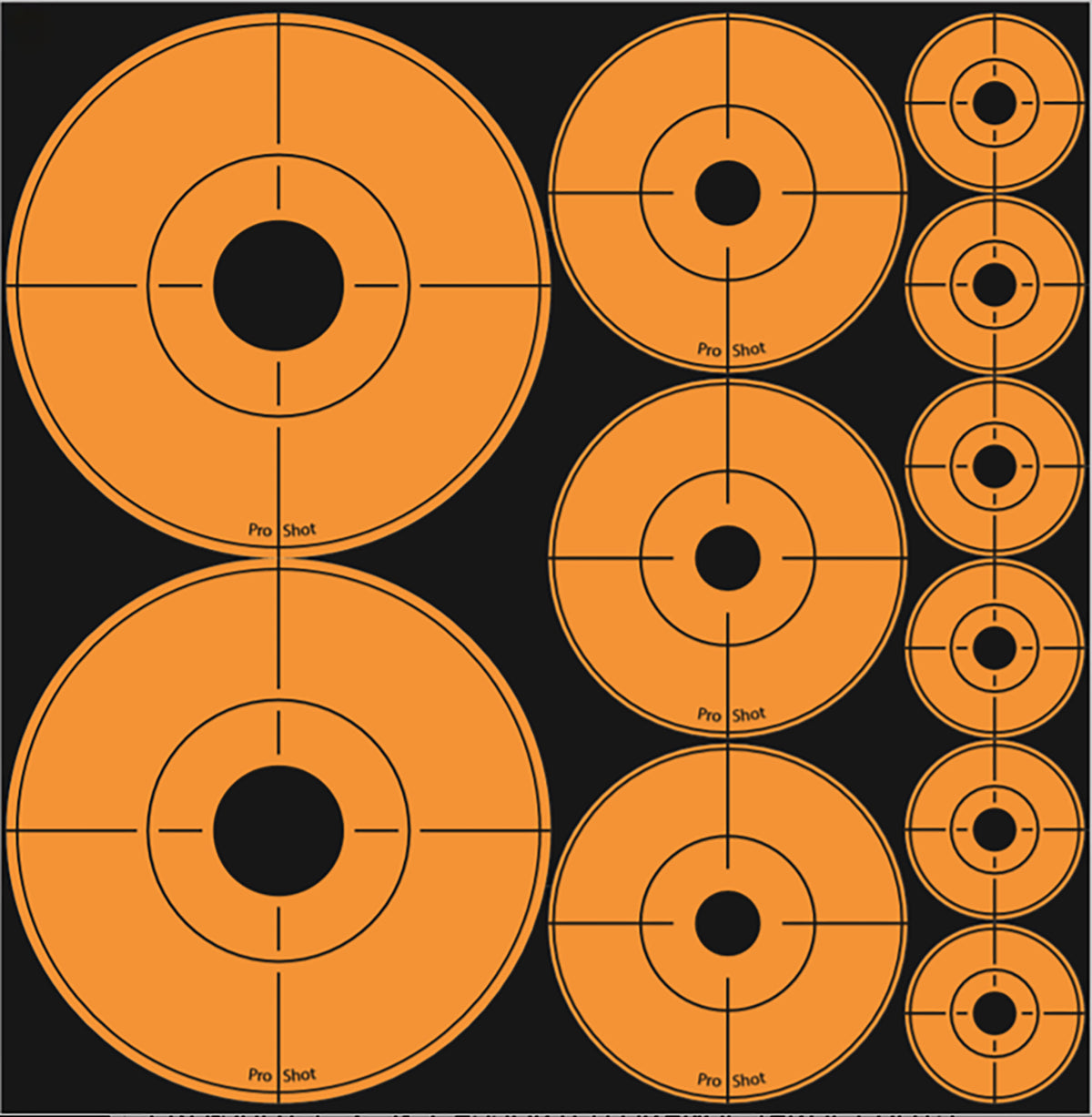 Pro-Shot ASSORTEDDOT Self-Adhesive Assorted Target Dots Black/Orange Shooting Pack of 10