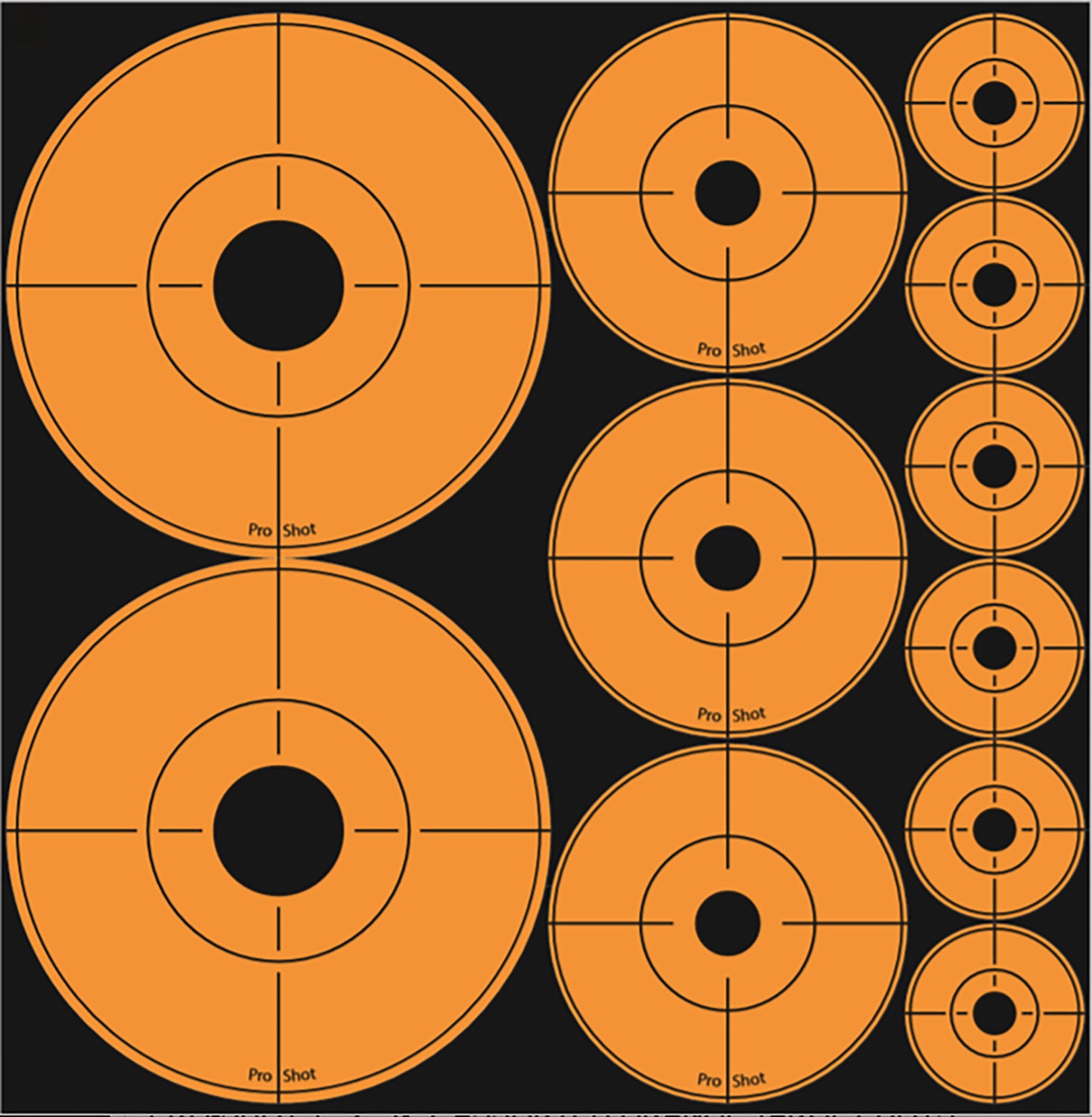 Pro-Shot ASSORTEDDOT Self-Adhesive Assorted Target Dots Black/Orange Shooting Pack of 10
