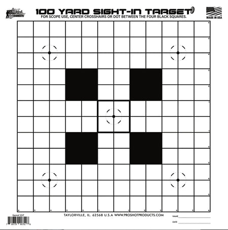 Pro-Shot SSIT12PK 14"x14" Black/White Sight-In Heavy Paper Hanging Targets 100yd 12-Pack