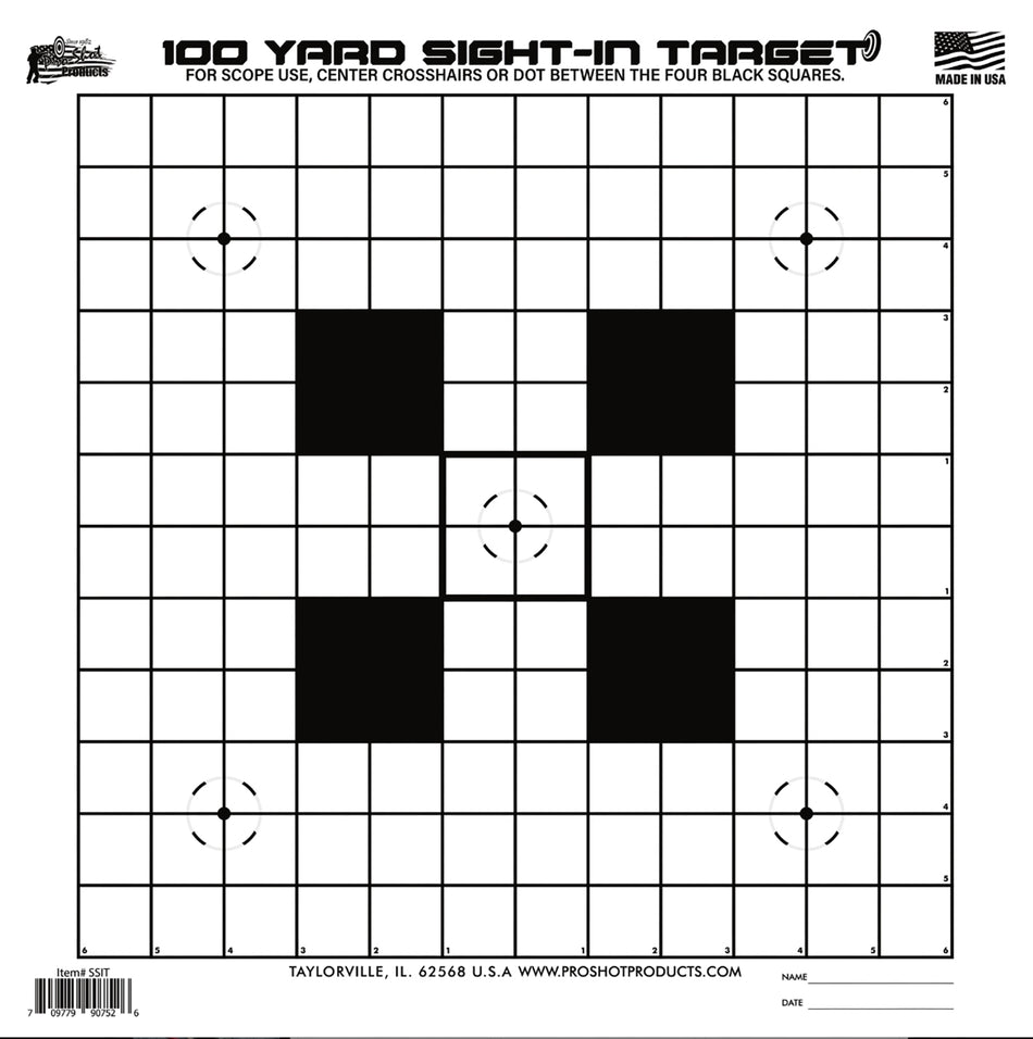 Pro-Shot SSIT12PK 14"x14" Black/White Sight-In Heavy Paper Hanging Targets 100yd 12-Pack