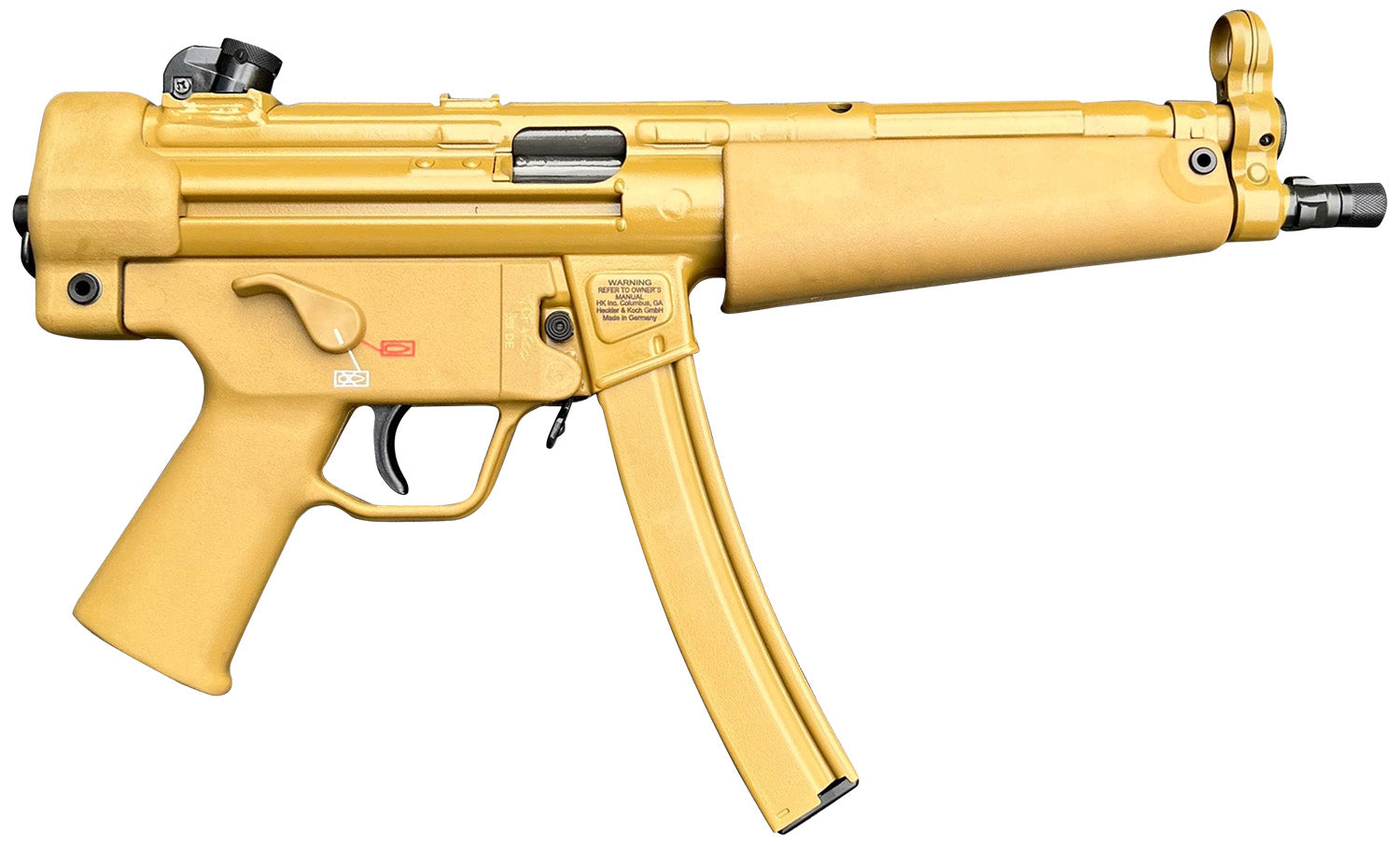 HK SP5 9mm Luger Pistol - 30+1 Capacity, 8.86" Navy-Style Threaded Barrel, FDE Finish, Includes 2 Magazines