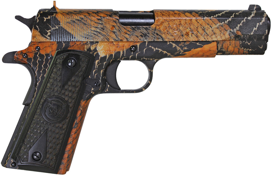 Iver Johnson 1911 A1 BOA .45 ACP Pistol, 8+1 Capacity, 5" Black Steel Barrel, Snakeskin Slide & Frame, Dymondwood Grip