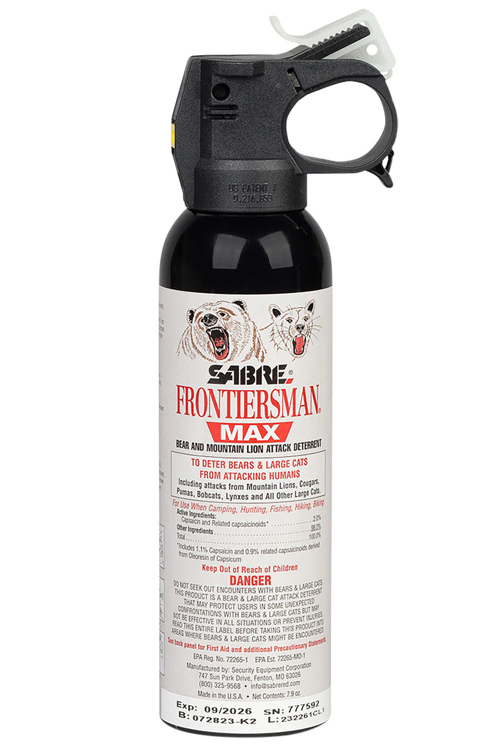Sabre FBADX03 Frontiersman Bear and Mountain Lion Defense Spray 40ft Range 7.90oz