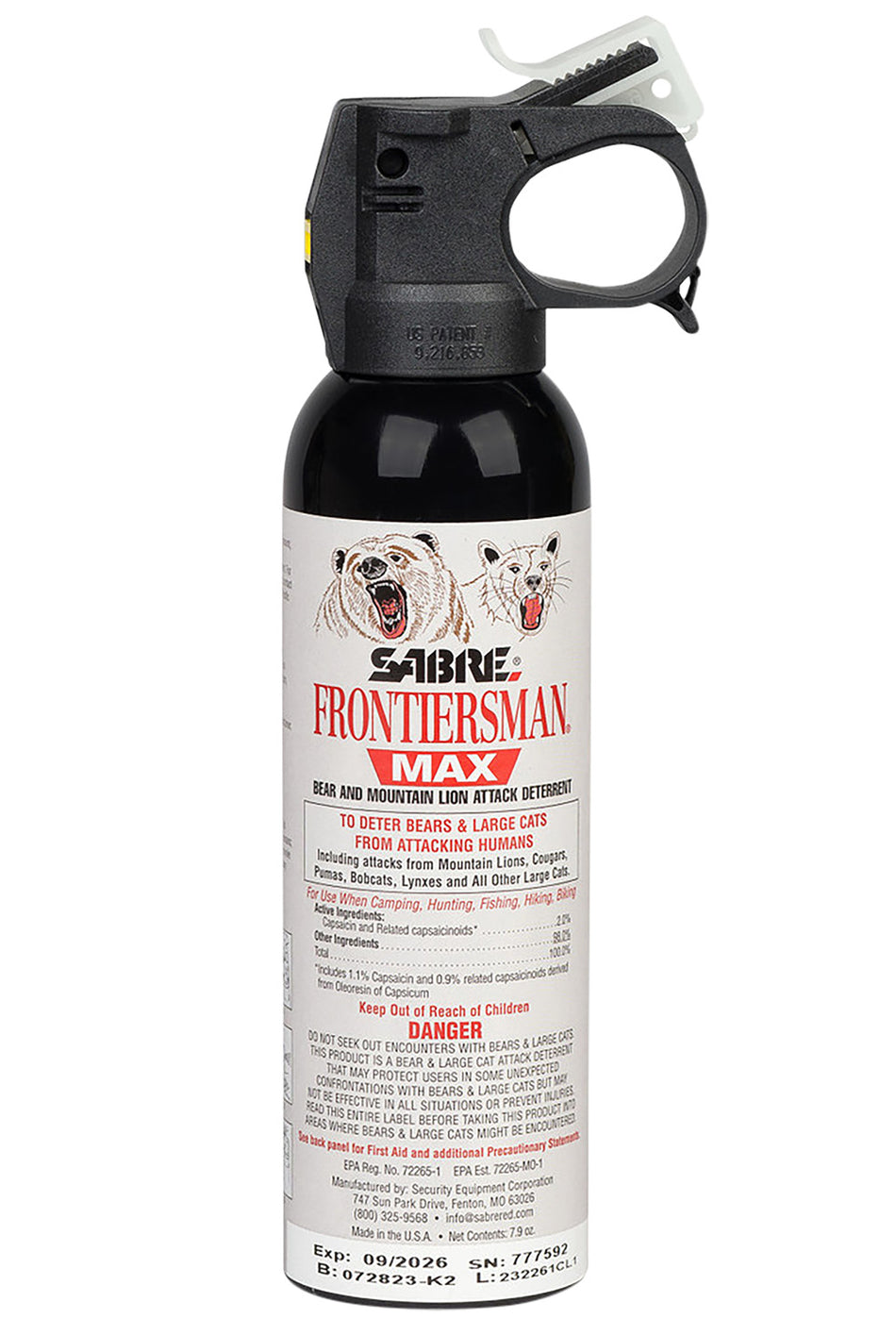 Sabre FBADX03 Frontiersman Bear and Mountain Lion Defense Spray 40ft Range 7.90oz