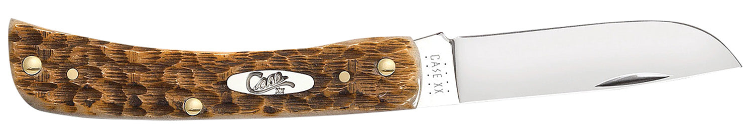 Case Sod Buster Jr. Folding Pocket Knife #00245 – Plain Blade, Peach Seed Jigged Amber Bone Handle