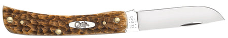 Case Sod Buster Jr. Folding Pocket Knife #00245 – Plain Blade, Peach Seed Jigged Amber Bone Handle