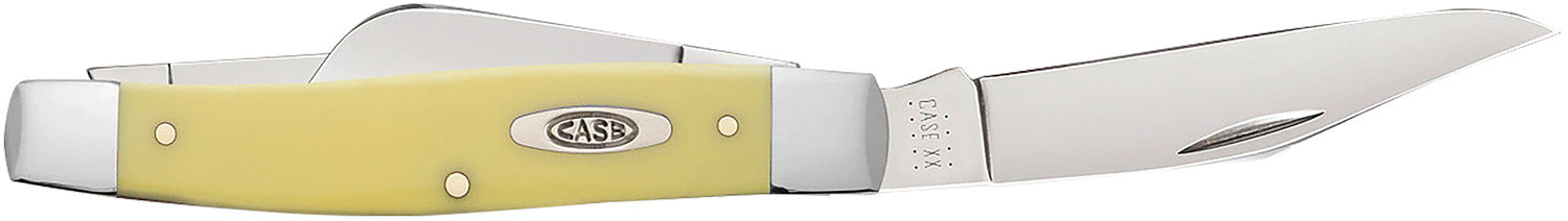 Case 00203 Stockman Large Pocket Knife, Carbon Steel Clip/Spey Blades, Smooth Yellow Synthetic Handle