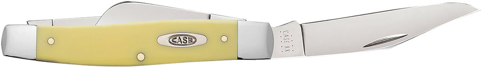 Case 00203 Stockman Large Pocket Knife, Carbon Steel Clip/Spey Blades, Smooth Yellow Synthetic Handle