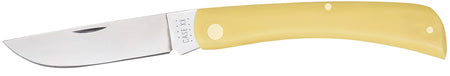 Case 00038 Yellow Synthetic Sod Buster Folding Skinner Knife, Tumble Polish Carbon Steel Blade