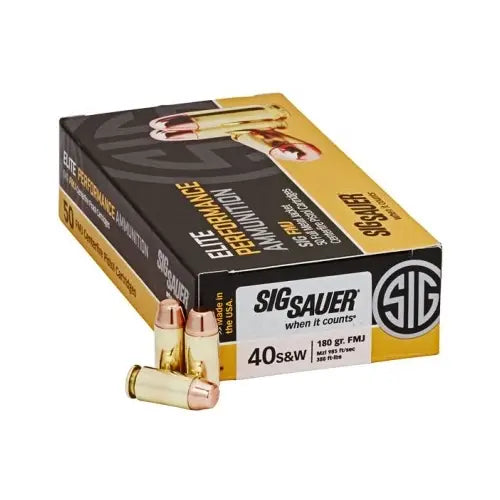 Sig Sauer .40 S&W Handgun Ammo PRACTICE FMJ FMJ Training,Target Full Metal Jacket FMJ 180 grain 
