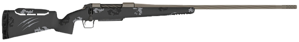 Fierce Firearms FRXP7MMBC20TP Twisted Rival XP 7mm BC 20" Tungsten Cerakote Fluted Threaded Barrel, Drilled & Tapped Stainless Steel Receiver, LR Negative Comb Phantom Camo Carbon Fiber Stock