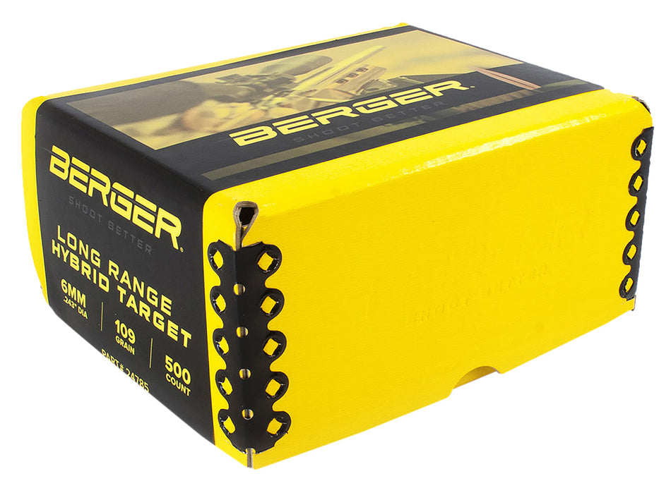 Berger Long Range Hybrid Target 6mm 109 Grain Bullets Bulk Box of 500