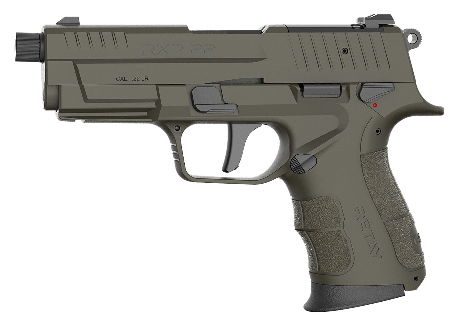 Retay USA RXP22OD10TH RXP 22 LR 10+1 4" Black Threaded Barrel, OD Green Cerakote RMR/RMSc Optic Ready/Serrated Slide, OD Green Cerakote Polymer Frame w/Accessory Rail, Textured Grip