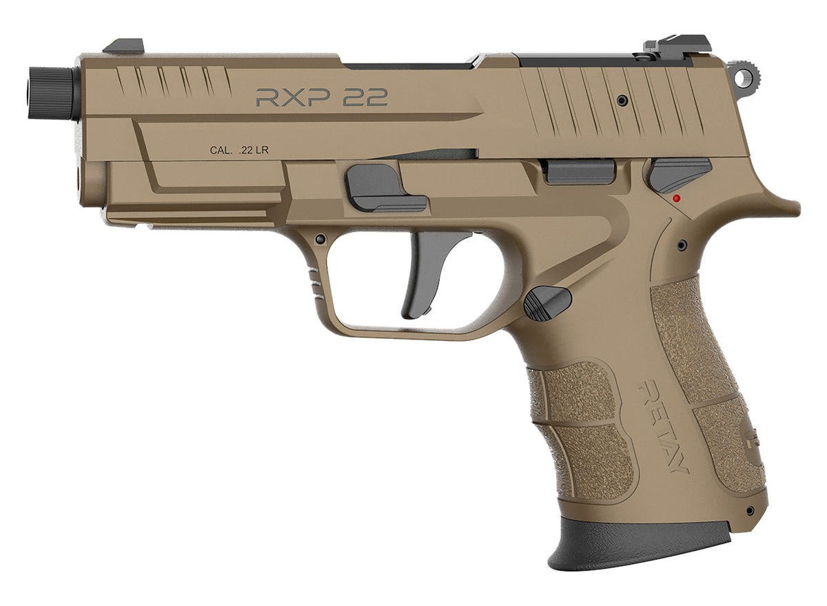 Retay USA RXP 22 LR 10+1 Pistol, Flat Dark Earth Frame & Slide, 4" Black Threaded Barrel