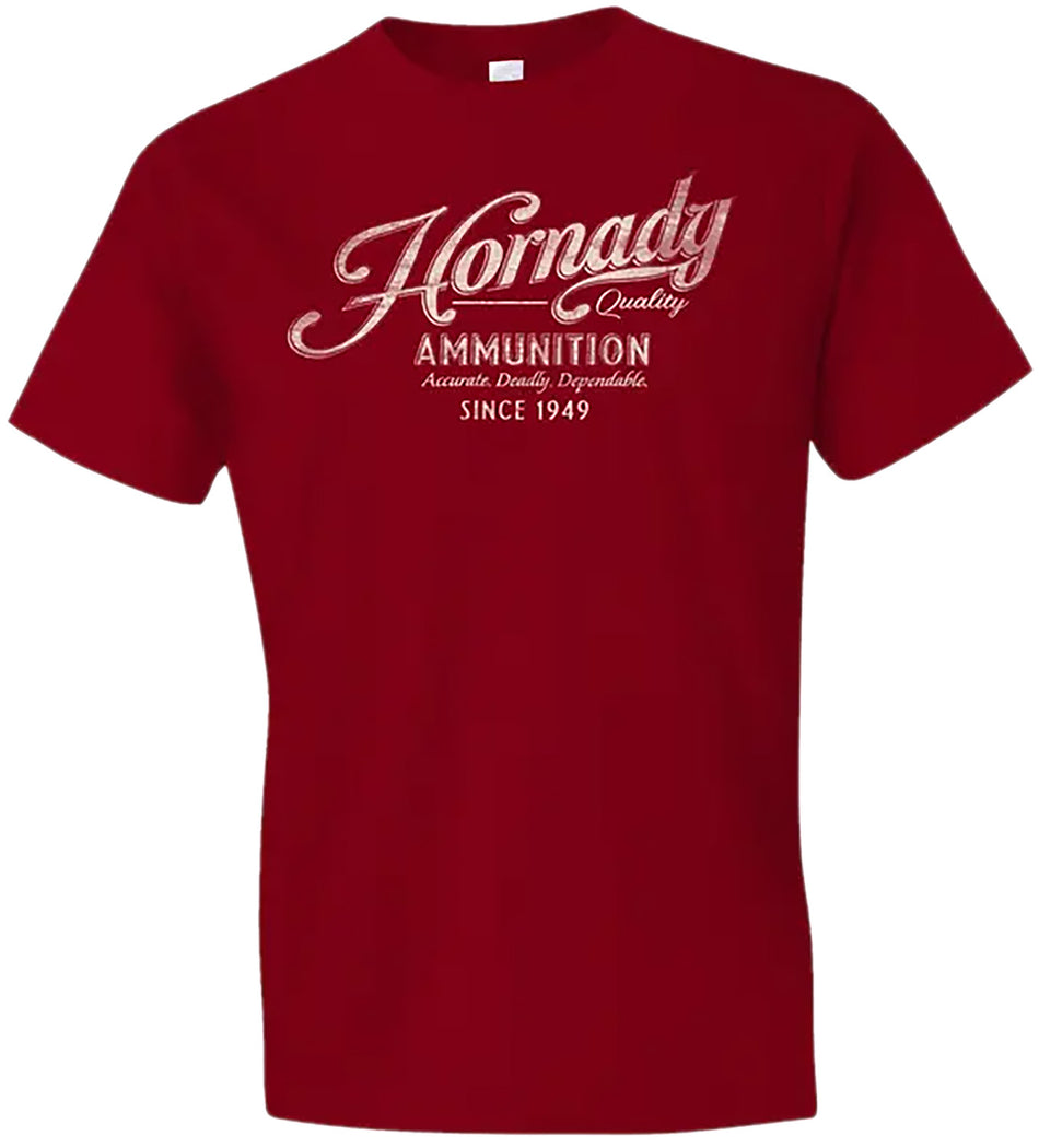 Hornady 31872 Vintage Script Semi-Fitted Red Tee Medium