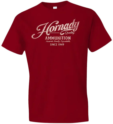 Hornady 31873 Vintage Script Semi-Fitted Red Cotton Tee Large