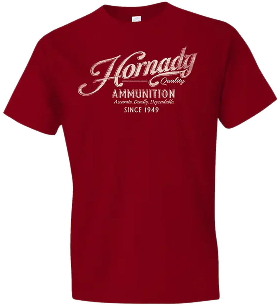 Hornady 31873 Vintage Script Semi-Fitted Red Cotton Tee Large