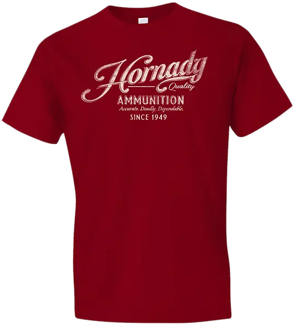 Hornady 31874 Vintage Script Semi-Fitted Red Cotton Tee XL