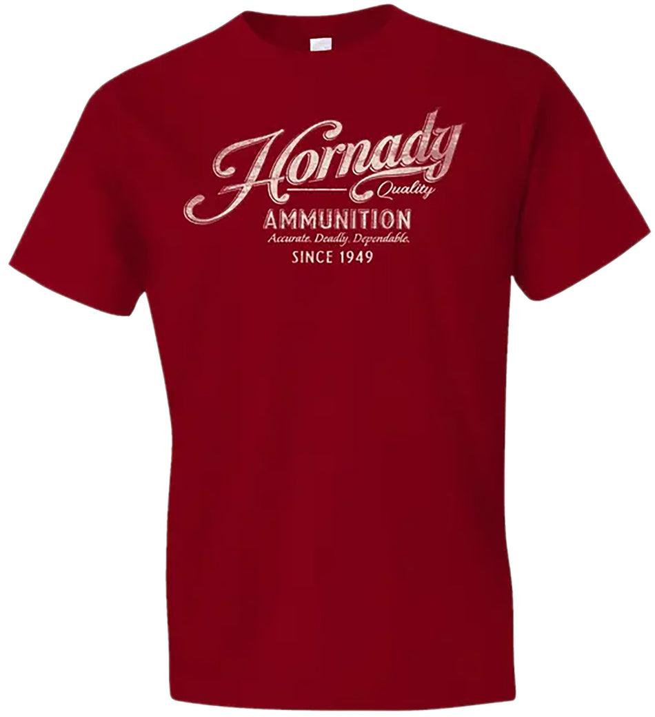 Hornady 31875 Vintage Script Semi-Fitted Red Cotton Tee 2XL