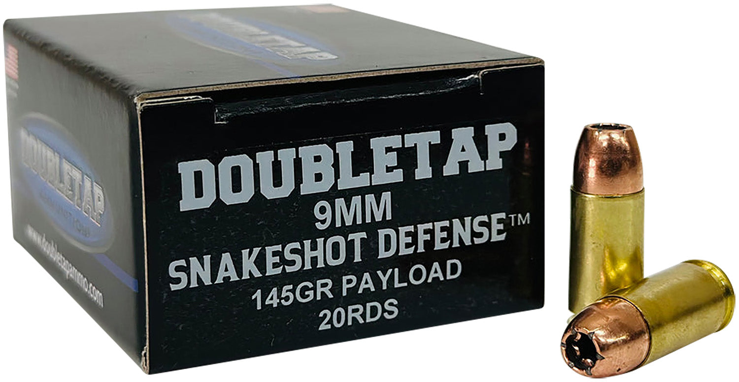 DoubleTap 9mm Luger / Parabellum Handgun Ammo SnakeShot Jacketed Hollow Point JHP 145 grain 