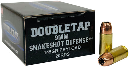 DoubleTap 9mm Luger / Parabellum Handgun Ammo SnakeShot Jacketed Hollow Point JHP 145 grain 