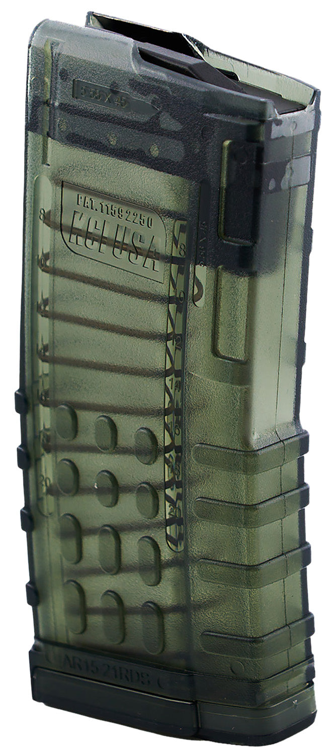 KCI USA KCIMZ066 AR-15 Compatible 21rd .223 Rem Rifle Magazine Translucent Smoke Polycarbonate