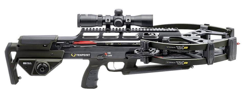 TenPoint TX28 Moss Green Rail-Less Crossbow 250 lb Draw Weight 28" CB250041849