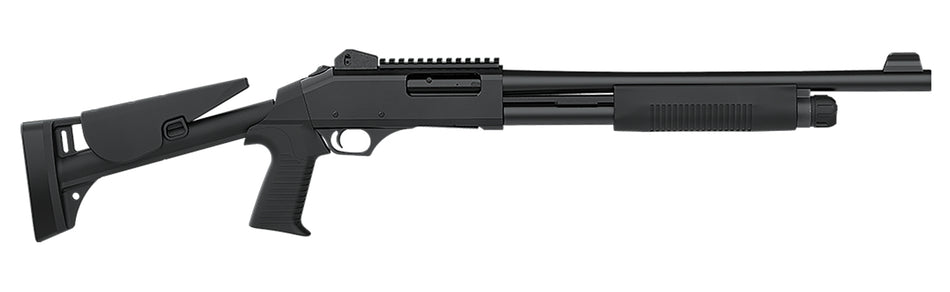 Dickinson Tac-4 ST 12 Gauge Pump Shotgun, 3" Chamber, 5+1 Capacity, Matte Black Picatinny Rail