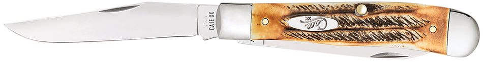 Case 03573 Trapper Folding Pocket Knife 3.25", Mirror Polished Tru-Sharp Stainless Blades, 6.5 BoneStag Handle